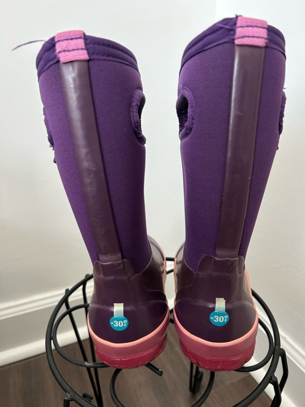 Bogs Girls Kids Size 11 Purple Pink Insulated Waterproof Snow Rain Boots - Picture 6 of 10